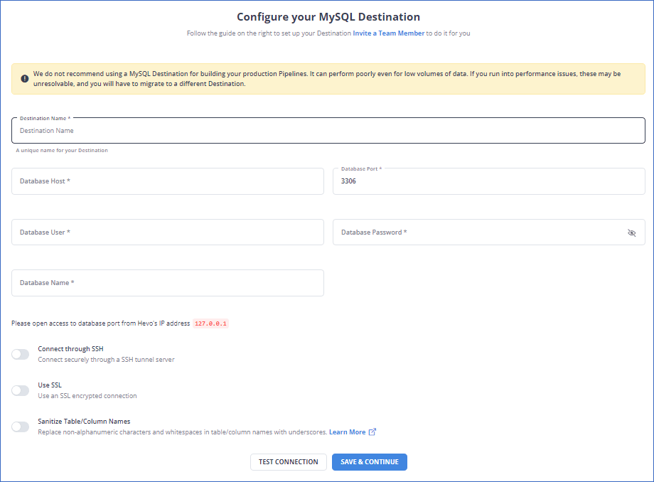 Segment MySQL - Hevo Configuring MySQL as a Destination